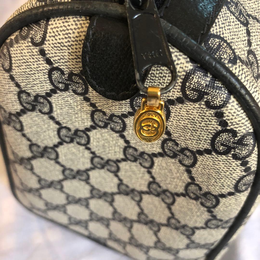 GUCCI シェリーライン GG ネイビー ボストンバッグ レザー