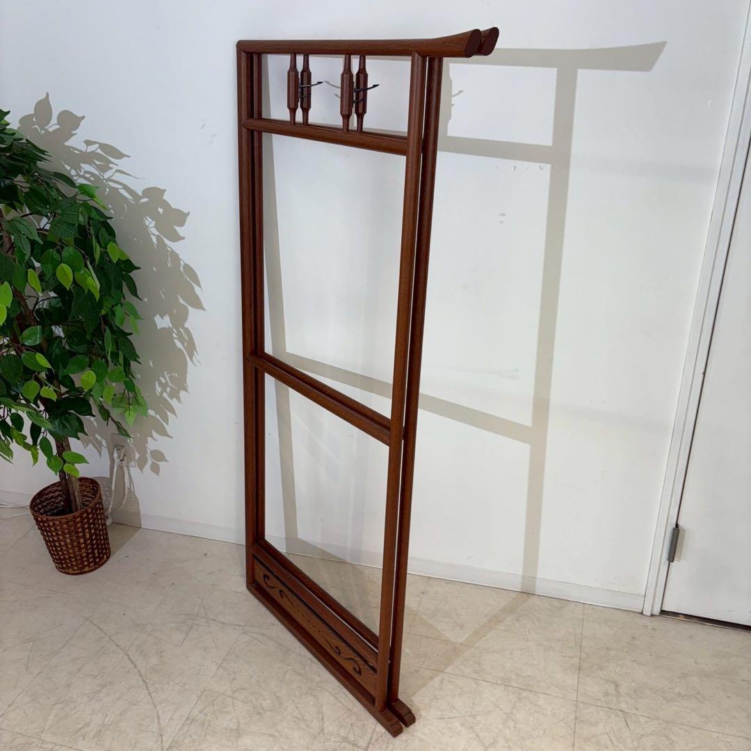 昭和レトロ 折りたたみ衣桁 古民具 欅 衣紋掛け 古道具 鋤彫 着物