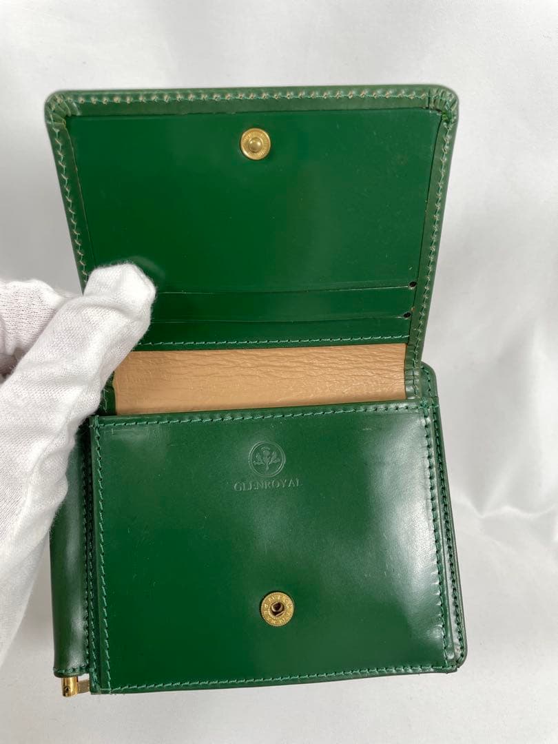 美品 GLEN グレンロイヤル 二つ折り財布 マネークリップ レザー