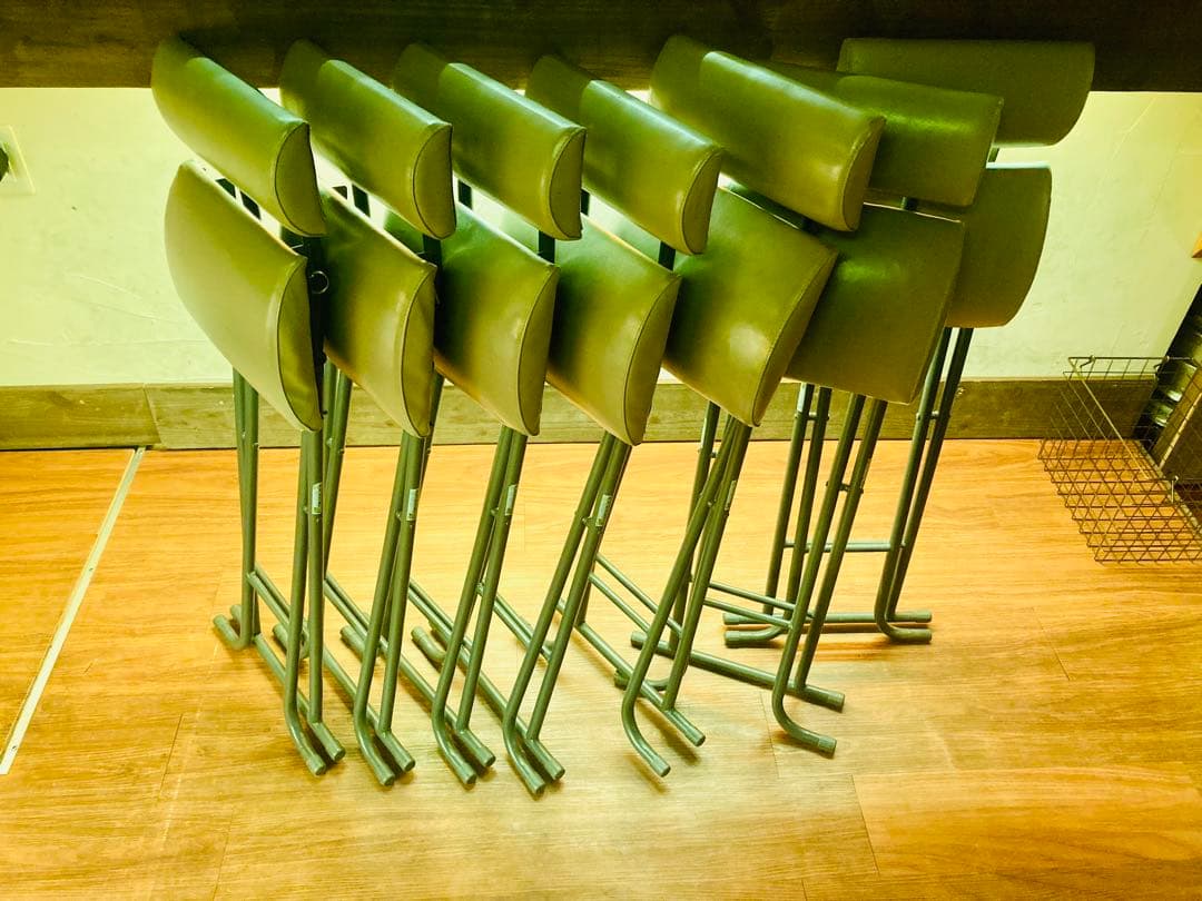 ベージュ　折りたたみ式 X型椅子　ハイチェアー　7脚セット　バラ売り相談可