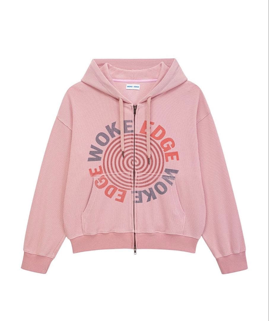 WOKE EDGE グラフィックパーカー ピンク