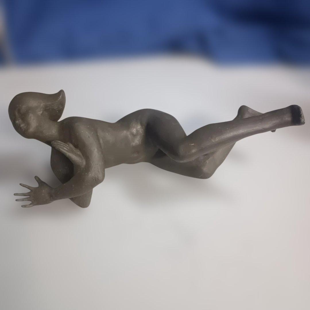 ６１１２）ブロンズ像 律動 館野弘青　裸婦像 約２７ｃｍ