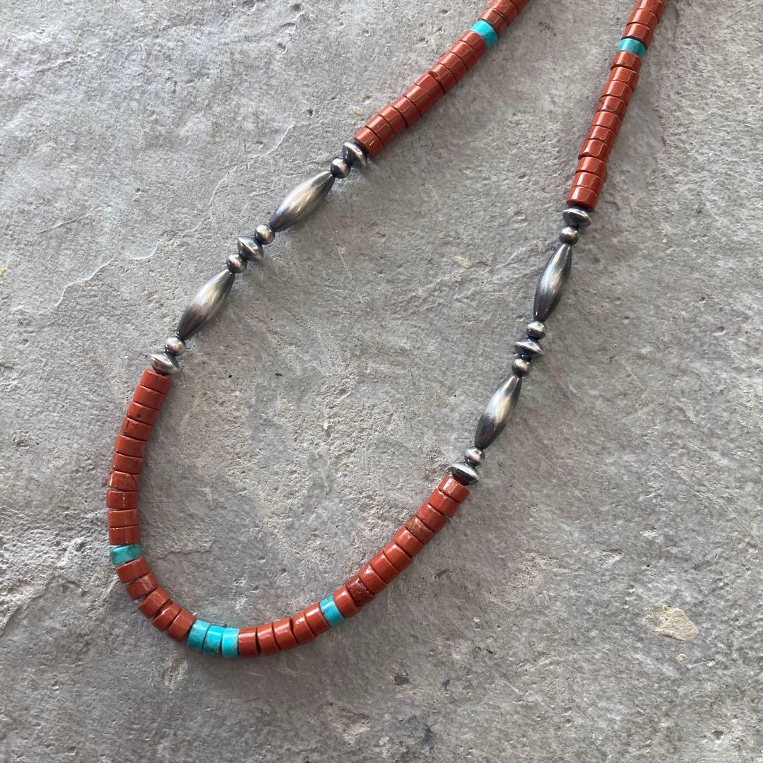 562ジャスパーとターコイズSV925ナバホパールのオリジナルデザインネックレス