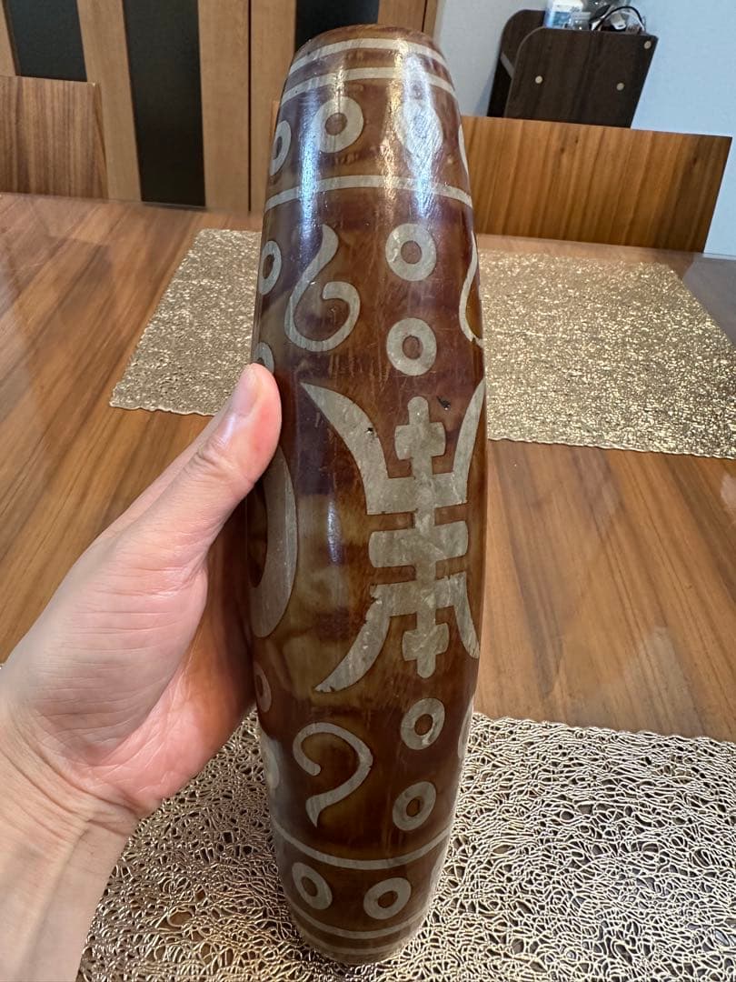 K-672 チベット　希少　大型　特大　寿字天珠　置物　風水　最強パワー