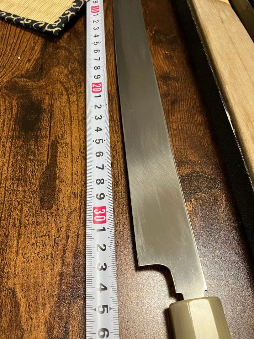 まるよし刃物 V金本焼 先丸タコ引包丁 鏡面 刃渡り約330mm 和包丁 本焼