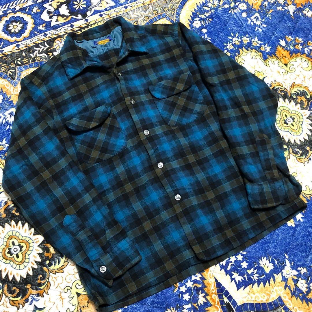 ペンドルトン　ボードシャツ　オンブレ　60s ブルー