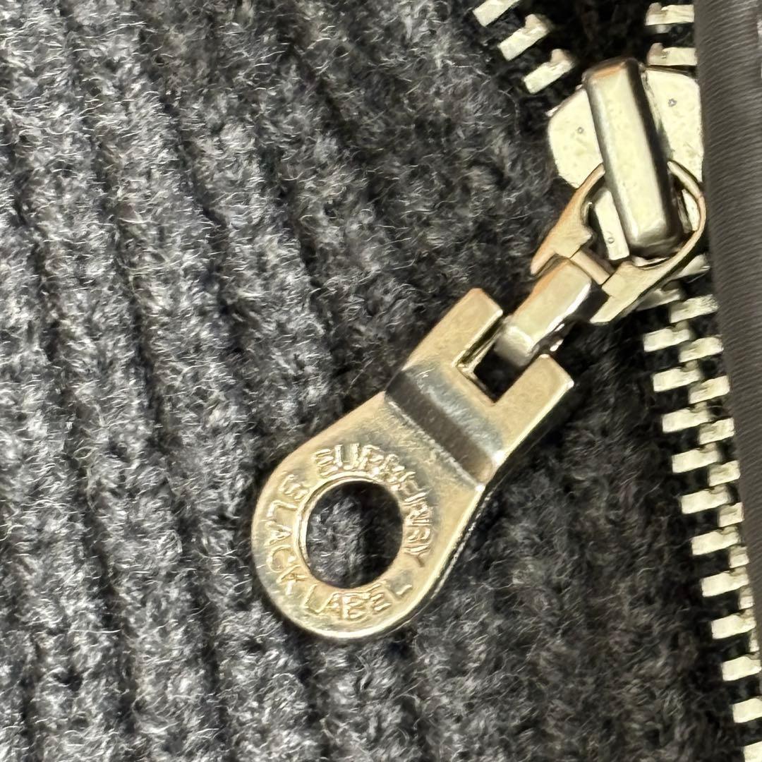バーバリーブラックレーベル ノバチェック ニットZIPパーカージャケット　グレー
