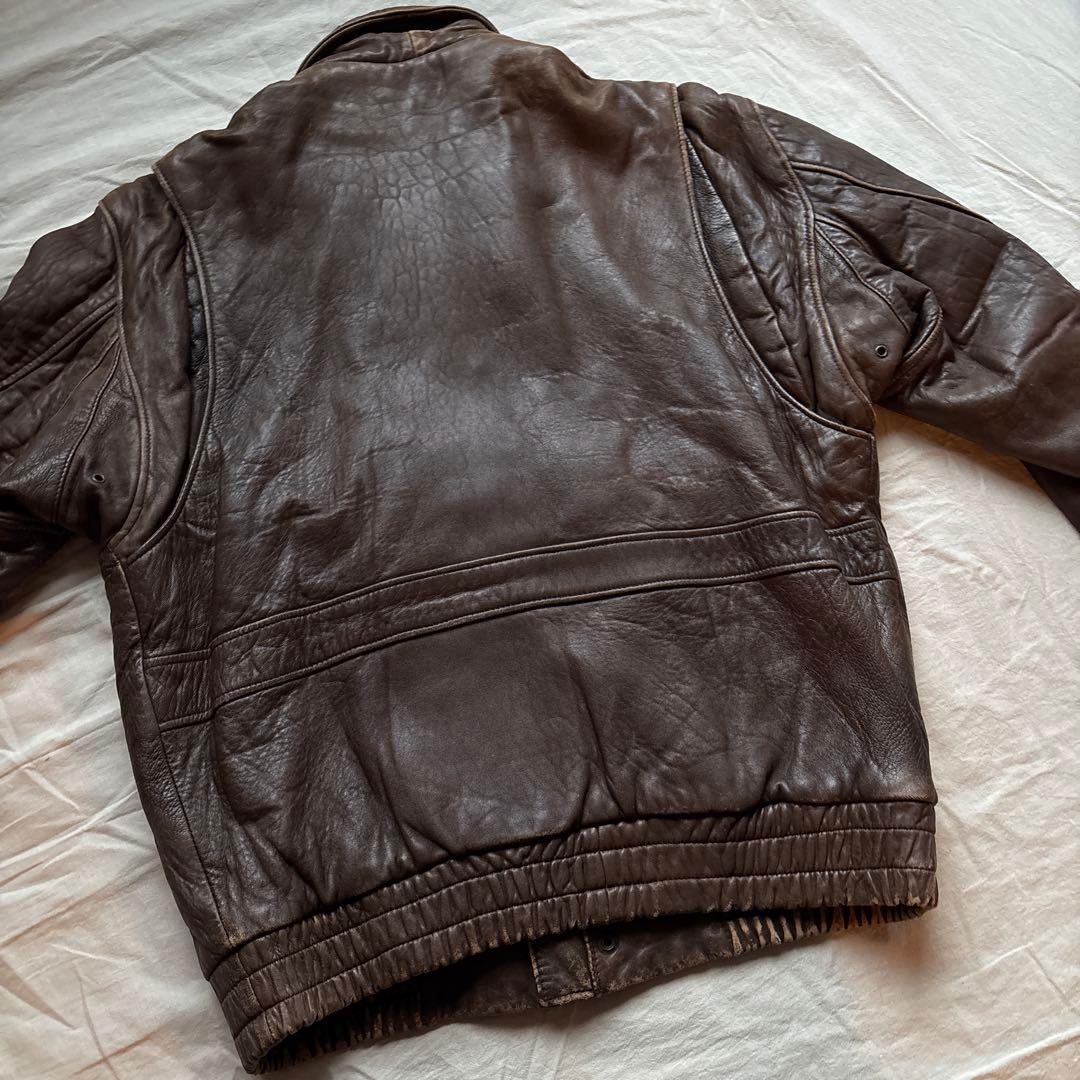 【90s】hants A-2 フライトジャケット レザー 本革 裏地 地図