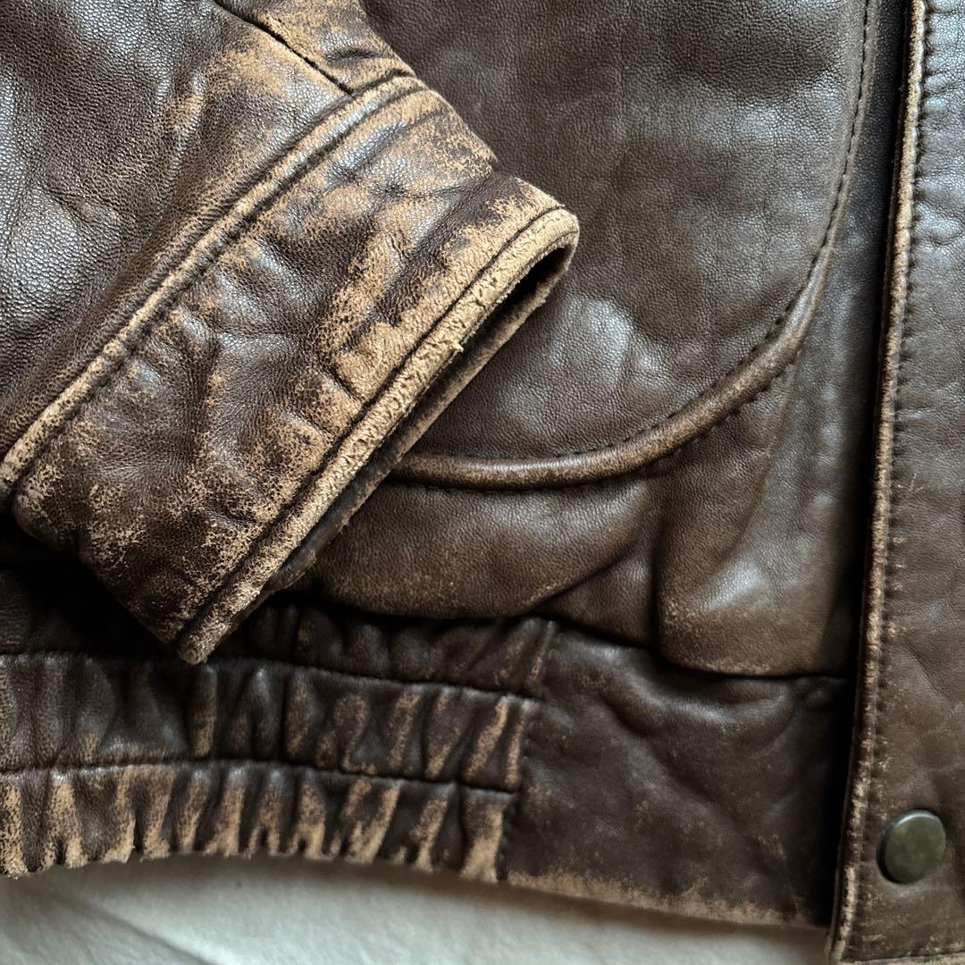 【90s】hants A-2 フライトジャケット レザー 本革 裏地 地図