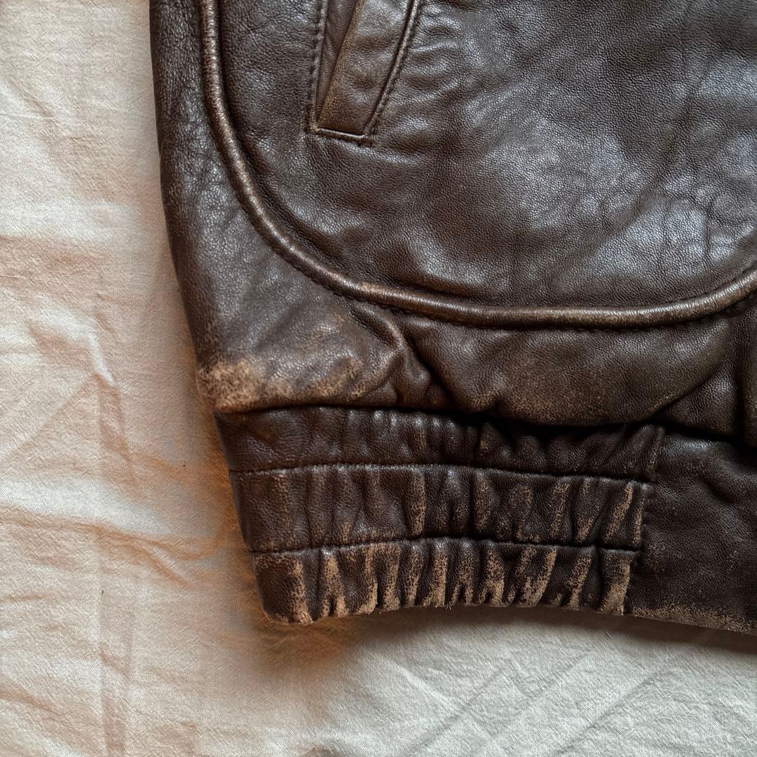 【90s】hants A-2 フライトジャケット レザー 本革 裏地 地図