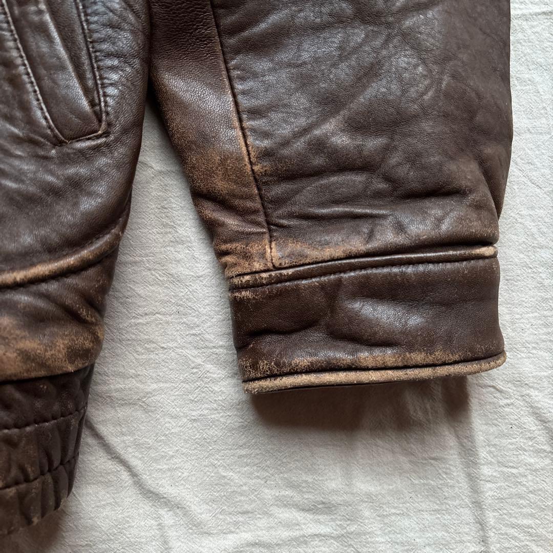 【90s】hants A-2 フライトジャケット レザー 本革 裏地 地図