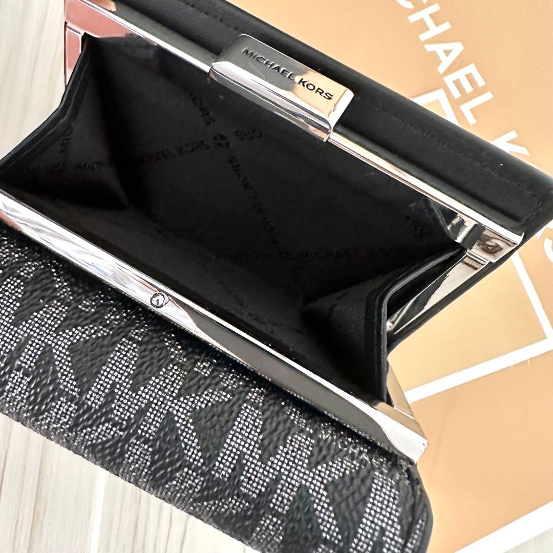 ★ 新品 MICHAEL KORS財布 折り財布 がま口 ブラック　三つ折り財布