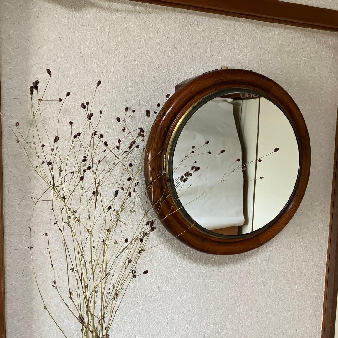 処分価格　アンティーク　小物入れ付きミラー　古時計リメイク