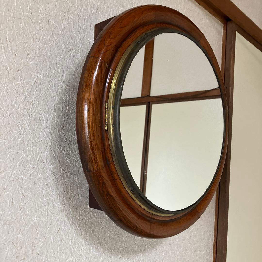 処分価格　アンティーク　小物入れ付きミラー　古時計リメイク