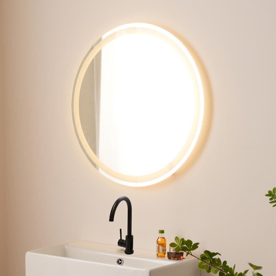 新品未用在庫一掃 LED浴室ミラー 丸型 ウォールミラー 洗面ミラー 化粧鏡