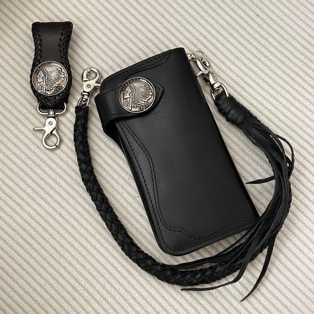 美品⭐︎バイカーズウォレット　本革　ブラック