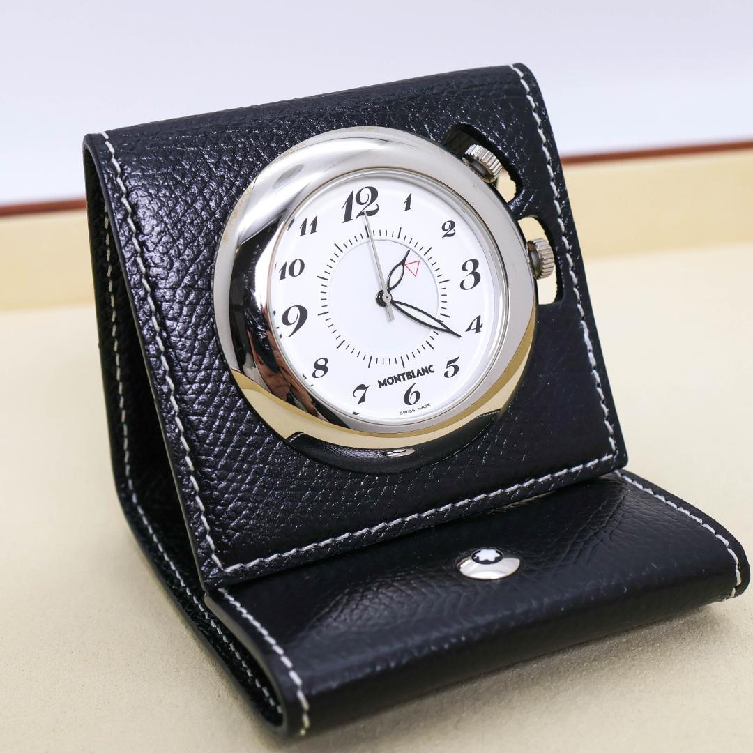 ジャンク品 MONTBLANC 置時計 トラベルクロック レザー 1795