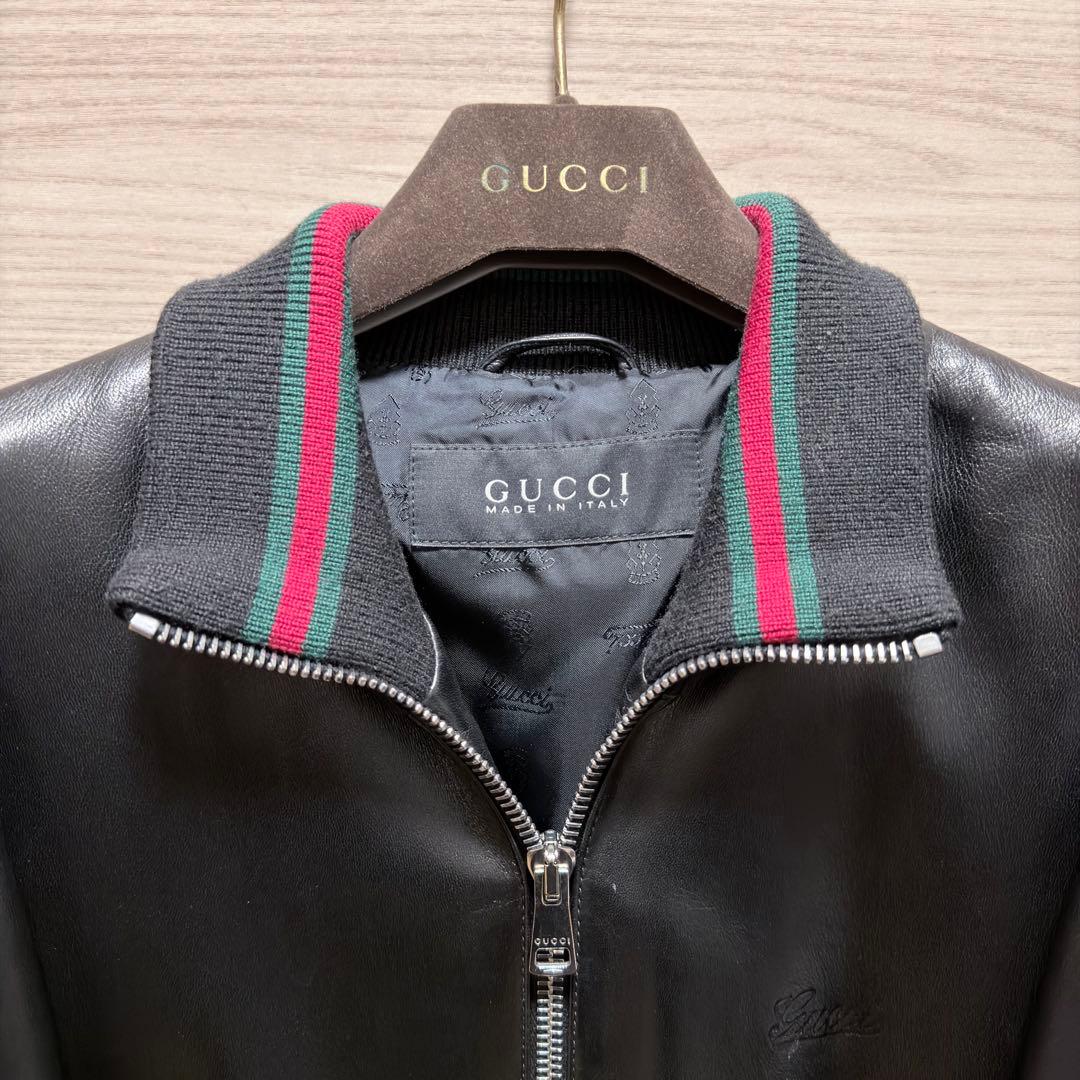 GUCCI レザー ジャケット ブラック 46