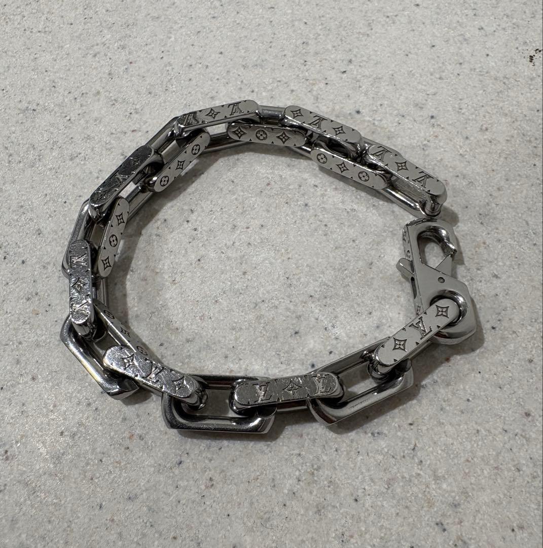 LOUIS VUITTON ブレスレットモノグラムシルバーM00309 Lサイズ