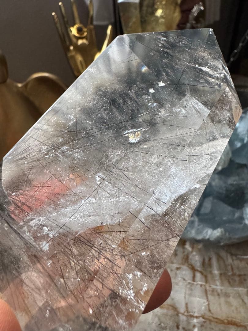 高透明＆高品質◎ブラジル産 ブラックルチルクォーツ ダブルポイント