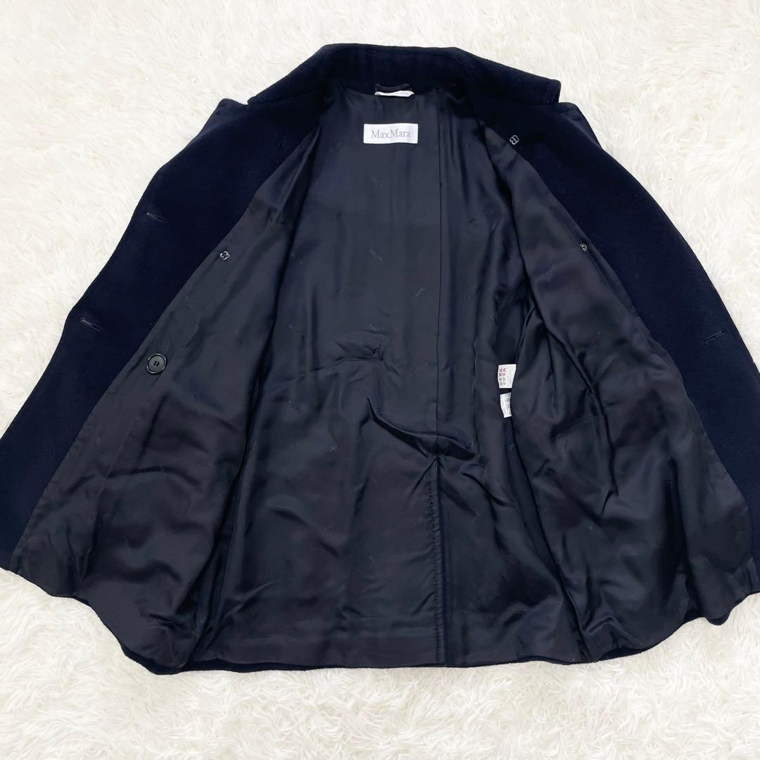 【ていぼん】MaxMara 白タグ カシミヤ混 Pコート 金ボタン