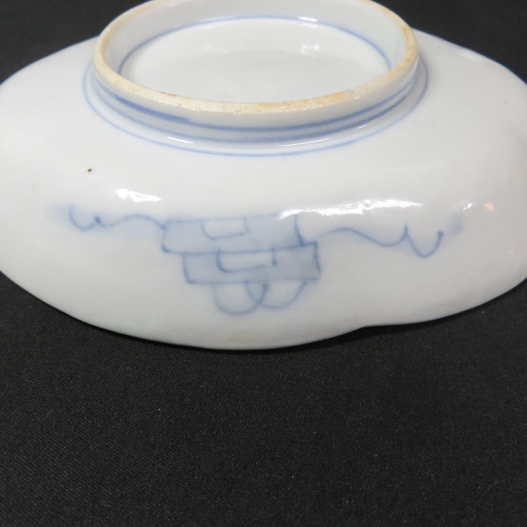 変形皿 貝型 5枚 古伊万里 江戸 蝶 花 宝 色絵付 珍品 希少