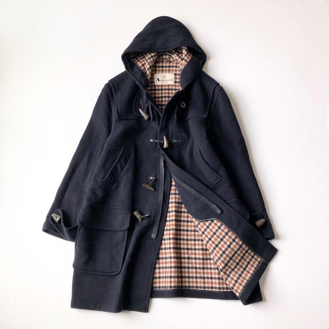 2905Aアクアスキュータム ロングダッフルコート 紺　XL相当