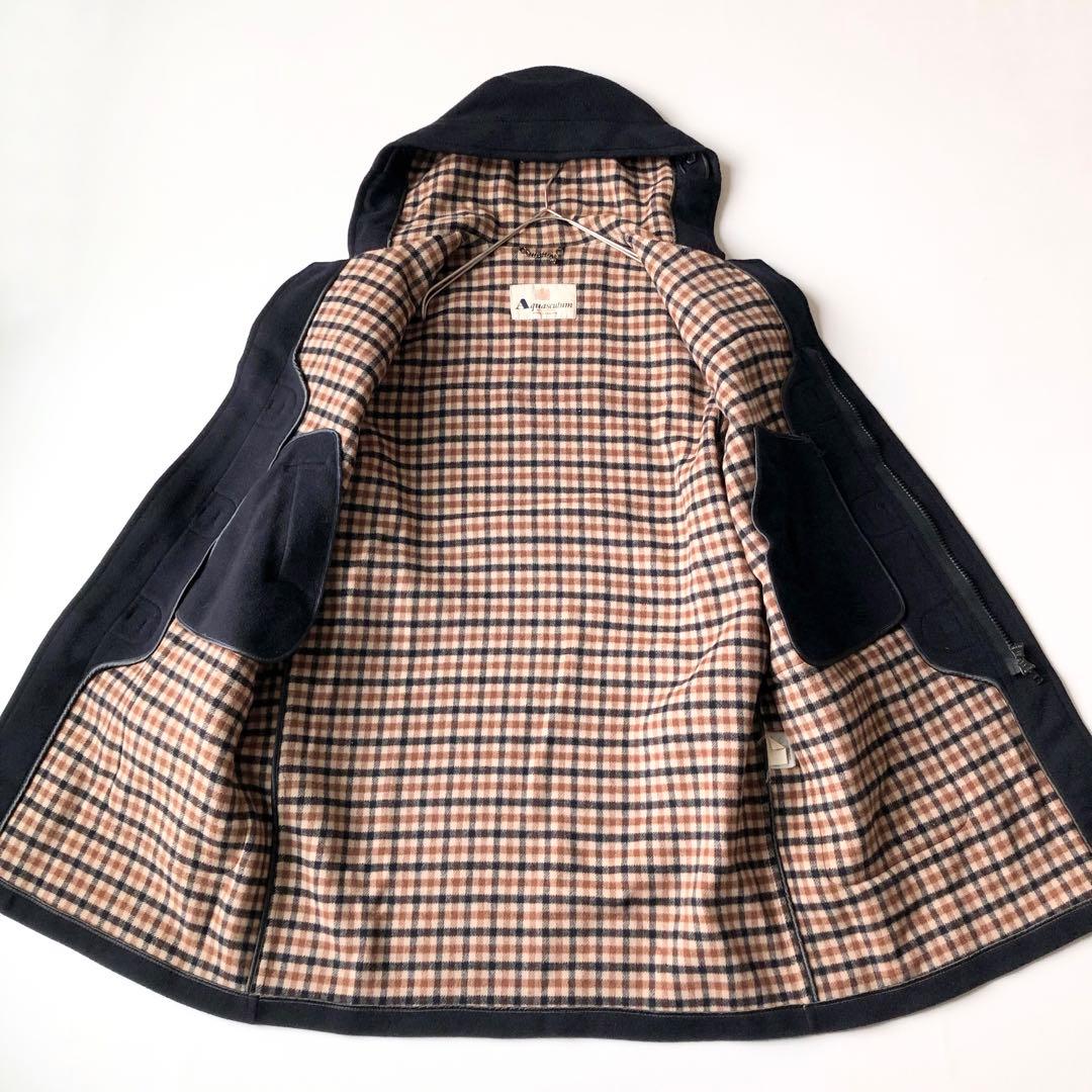 2905Aアクアスキュータム ロングダッフルコート 紺　XL相当