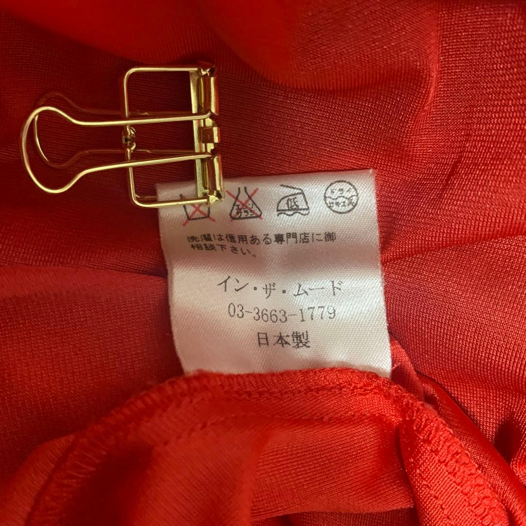 【in the MOOD】日本製　社交ダンス　花柄　赤黒カラー　ドレス　L