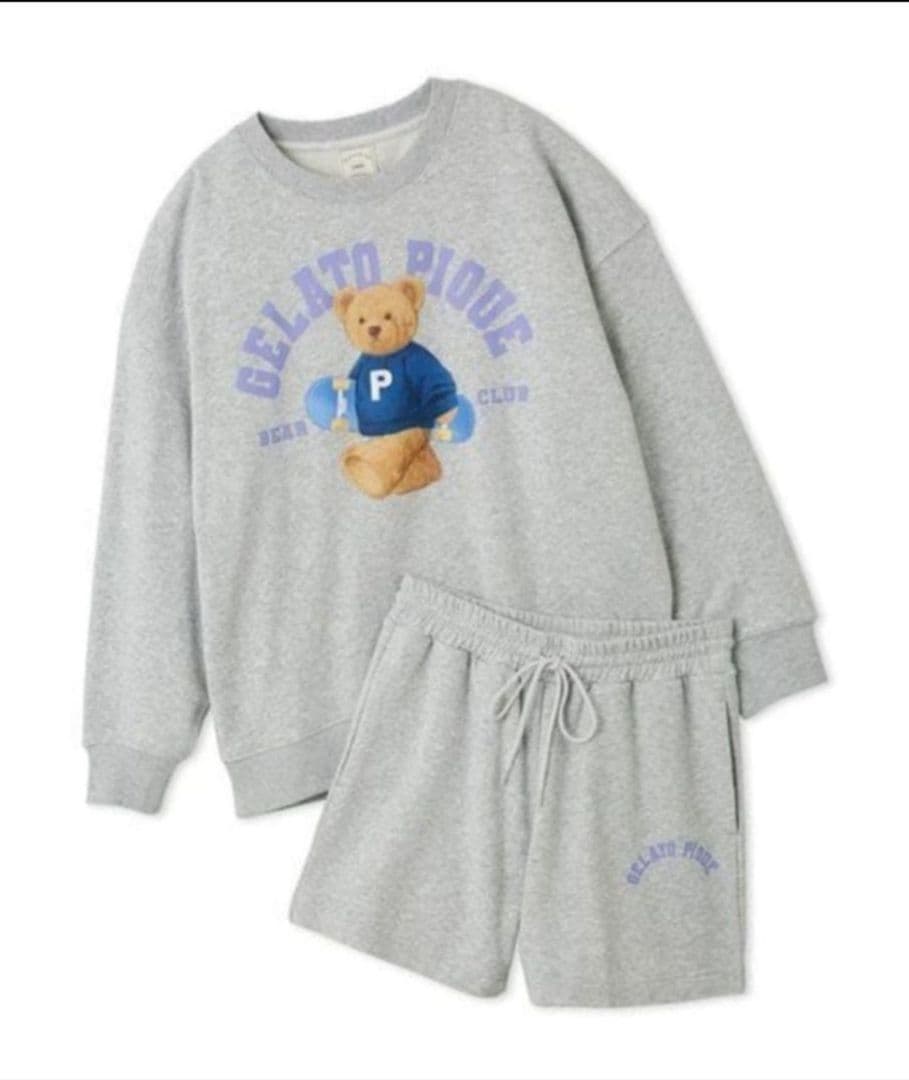 ジェラートピケ スポーティーベア裏毛プルオーバー＆裏毛ショートパンツセット 新品