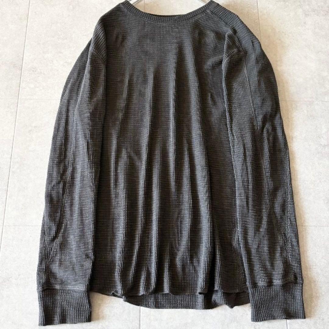 極美品 定価2,3万 RRL クルーネック長袖ワッフル L 黒系 スミクロ