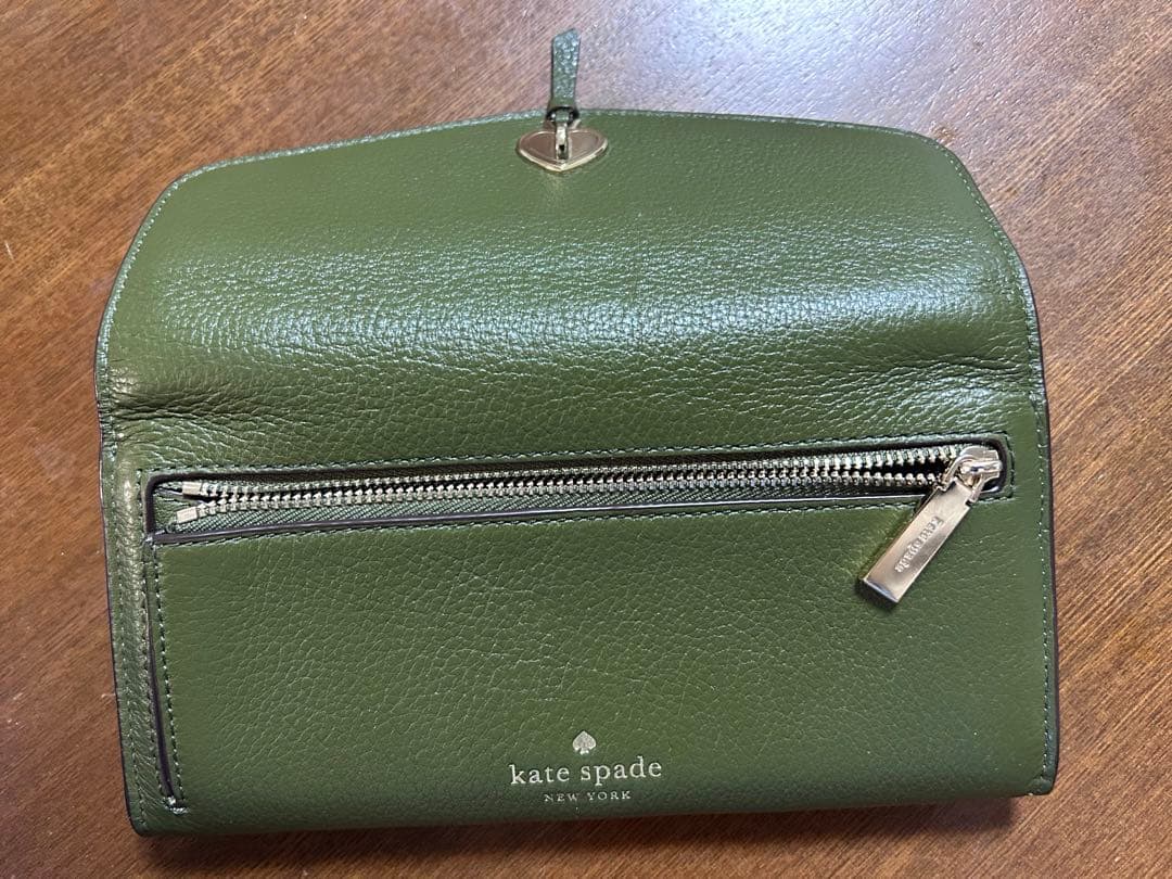 katespade ケイトスペード 長財布ペブルレザー ウォレット　グリーン