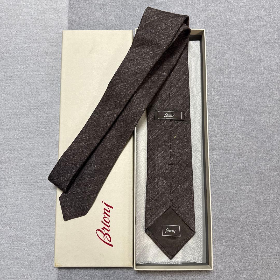 美品　ブリオーニ　ネクタイ　茶色　メラジン　シルクジャガード