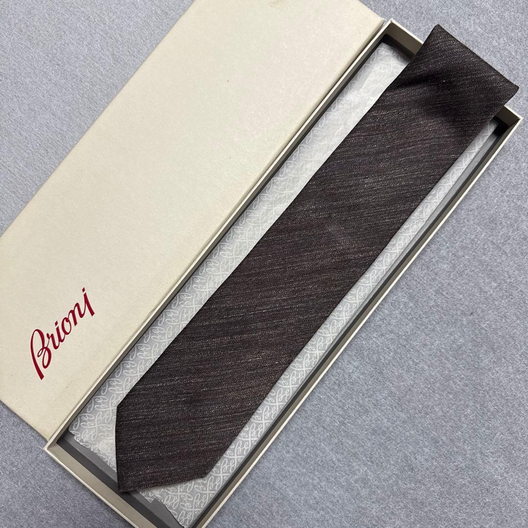 美品　ブリオーニ　ネクタイ　茶色　メラジン　シルクジャガード
