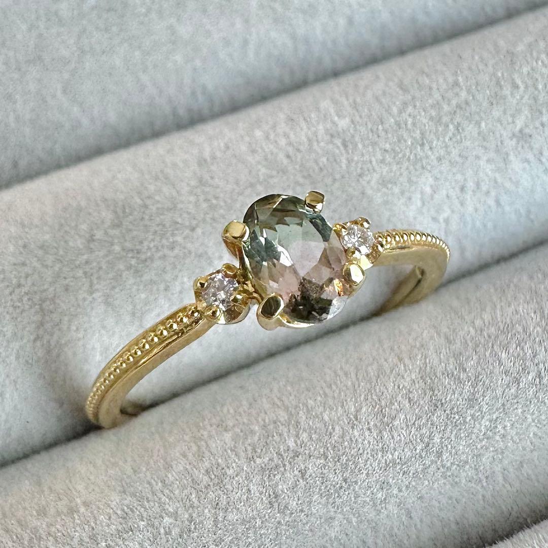 K18YG バイカラートルマリン リング