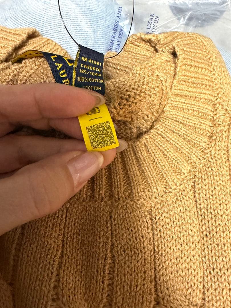 【新品】ポロラルフローレン ケーブルニット コットン キャメル Mサイズ
