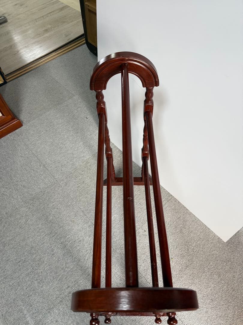 クラシック木製タオルラック マホガニー調 バスタオルスタンド 当時物 ヨーロッパ