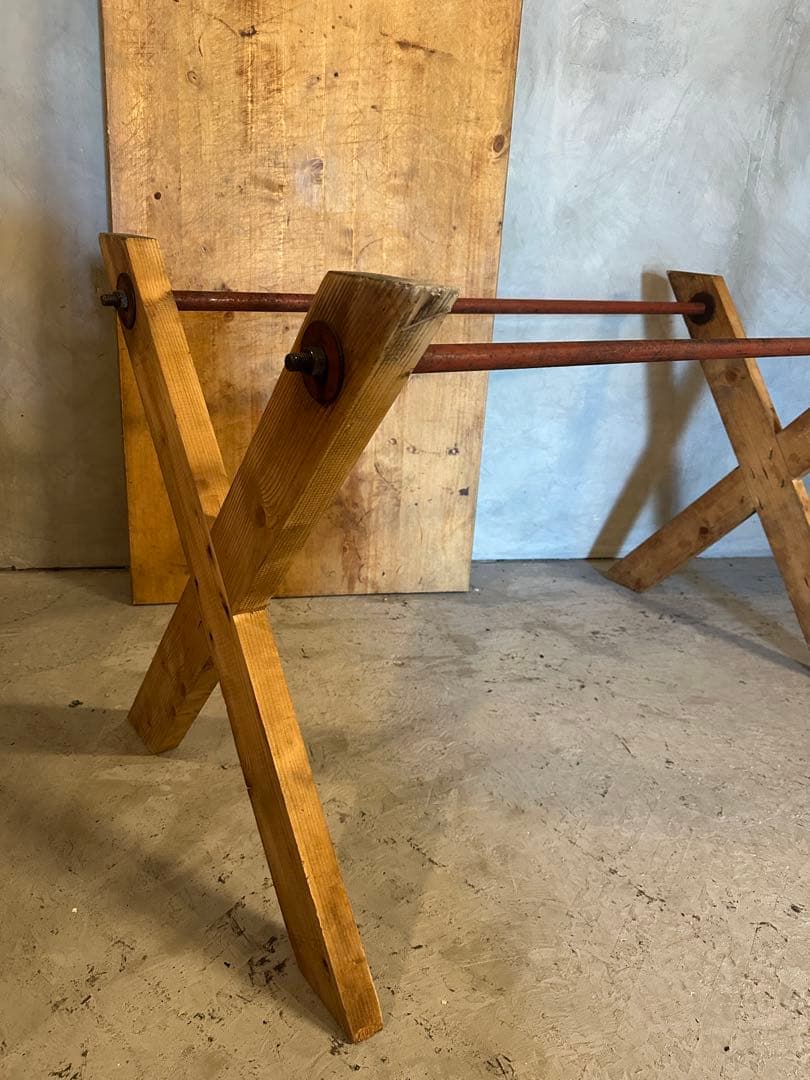 【東京都23区配送無料】ビンテージ　テーブル　作業台　什器　陳列棚　プリミティブ