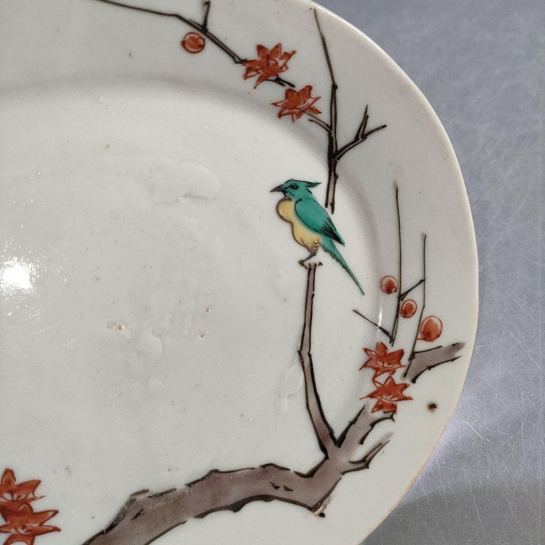 A1210-3/古九谷色絵花鳥文銘々皿5客/共箱/向付/飾皿/菓子皿/懐石道具/