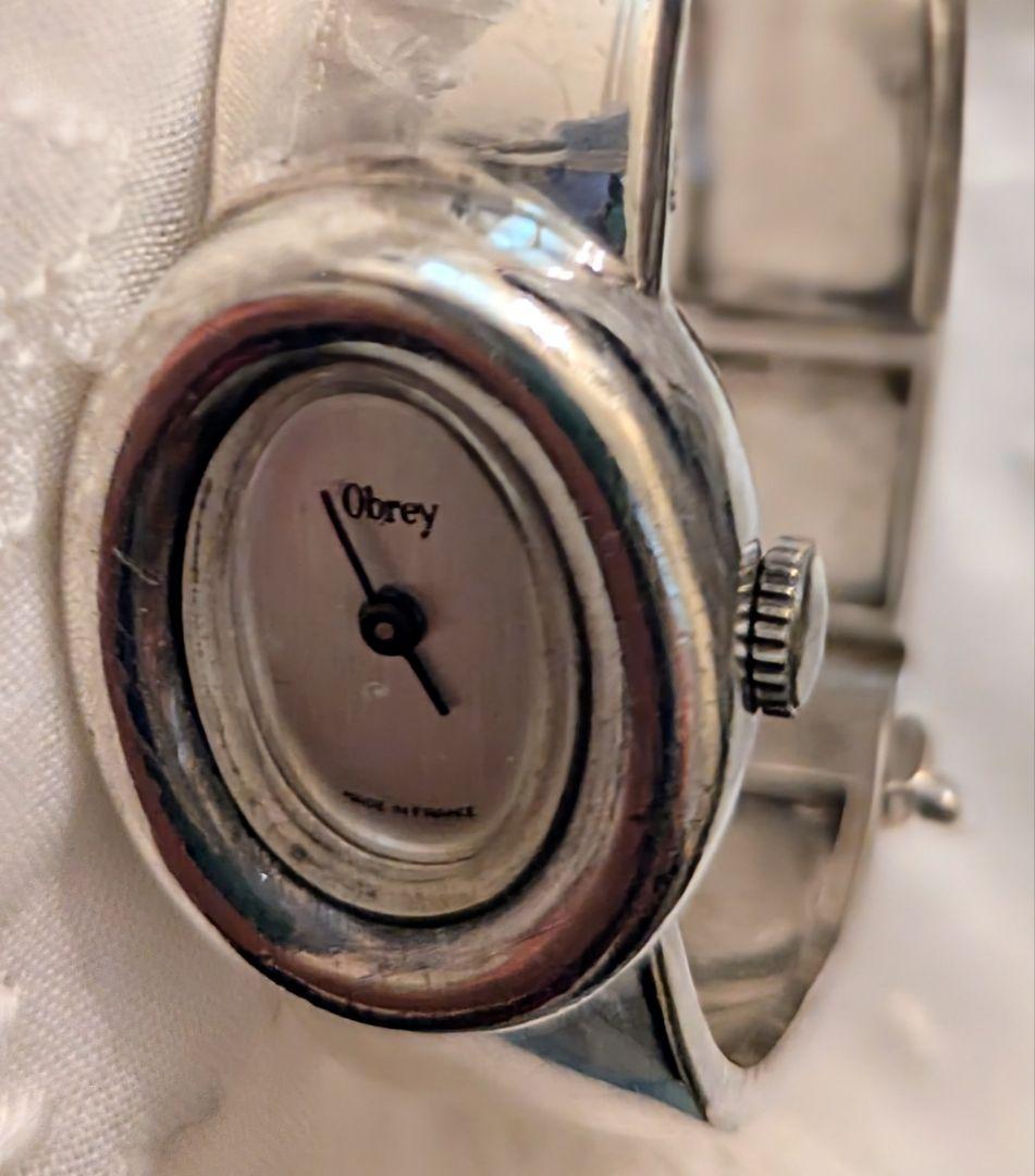 Obrey ソリッドシルバー 手巻き時計♠️2針♠️フランス製♠️銀♠️バングル