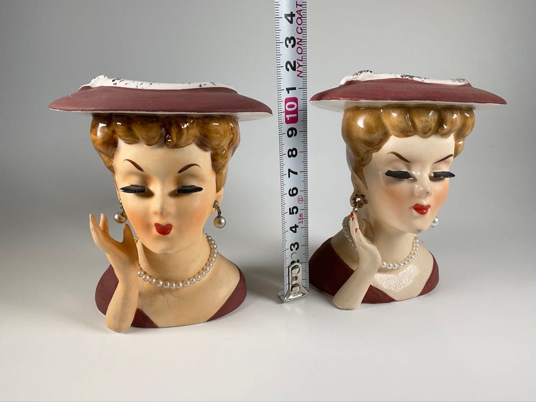 60sヴィンテージ　レディヘッドベース　陶器 花瓶　日本製　2点