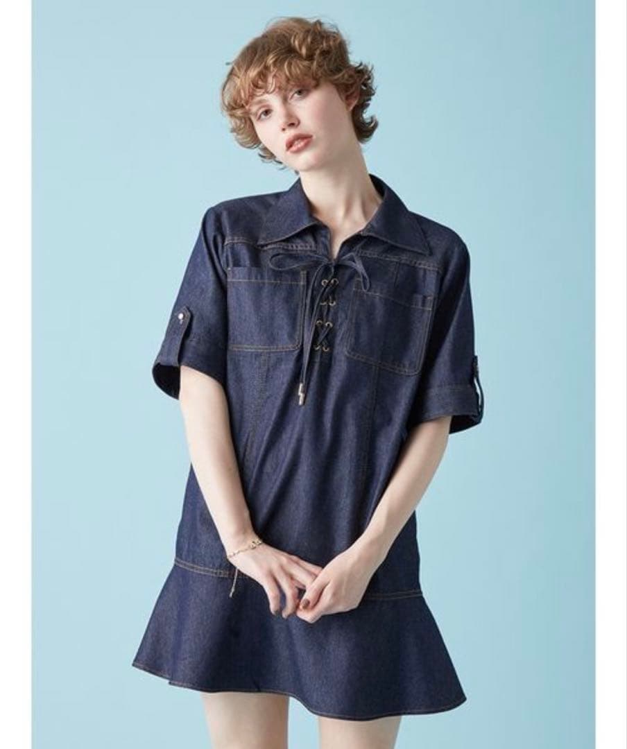 FURFUR レースアップミニワンピース