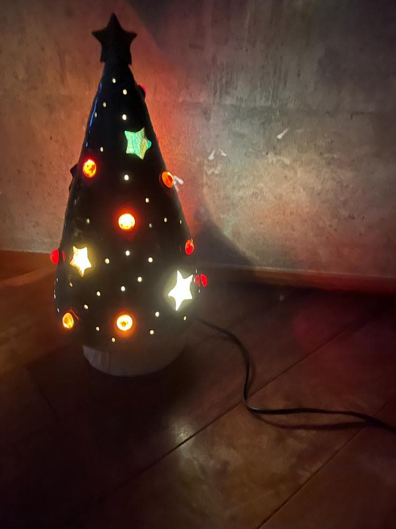 九谷焼き陶器のクリスマスツリー　ランプ　H41㎝