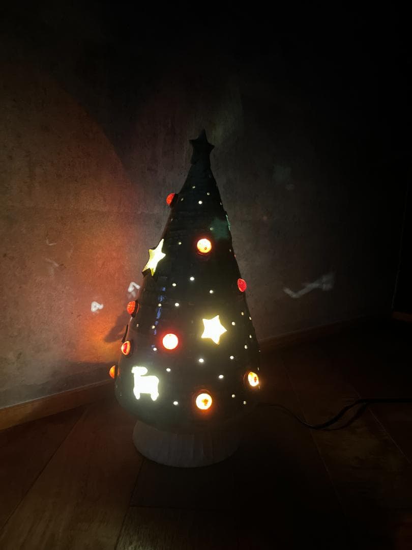 九谷焼き陶器のクリスマスツリー　ランプ　H41㎝
