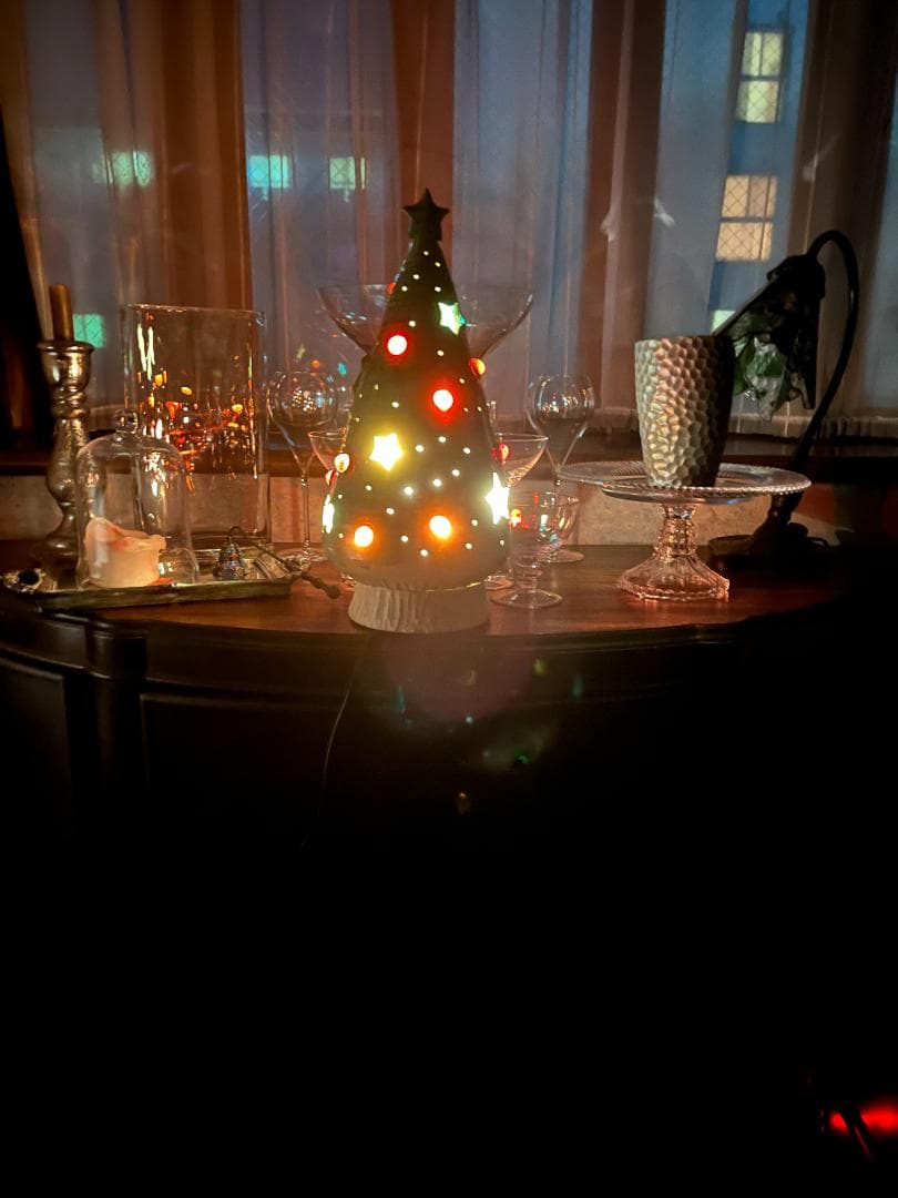 九谷焼き陶器のクリスマスツリー　ランプ　H41㎝