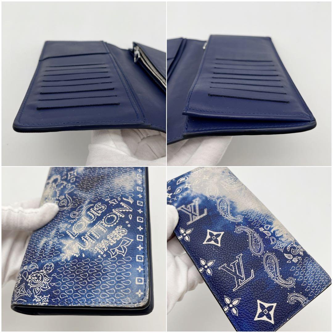 ルイヴィトン ポルトフォイユ ブラザ 長財布 バンダナ 青 希少2022限定品