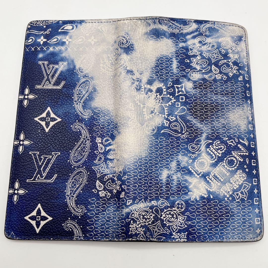 ルイヴィトン ポルトフォイユ ブラザ 長財布 バンダナ 青 希少2022限定品