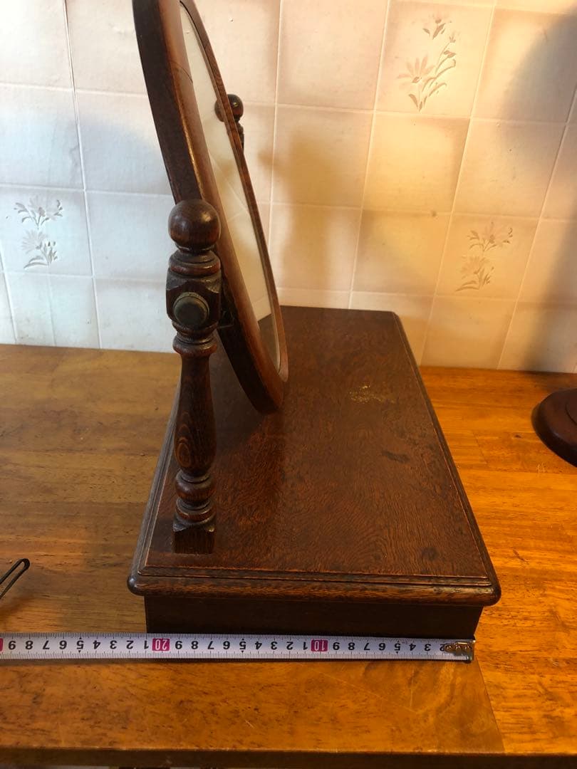 H 鏡台　メイクボックス　アクセサリースタンド　アンティーク調　スタンドミラー