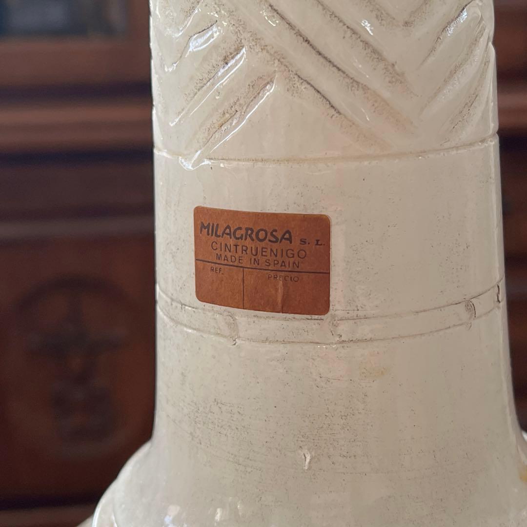 k155 スペイン製 石彫刻のフラワーベース 飾り壺 ホワイト系 アラバスター