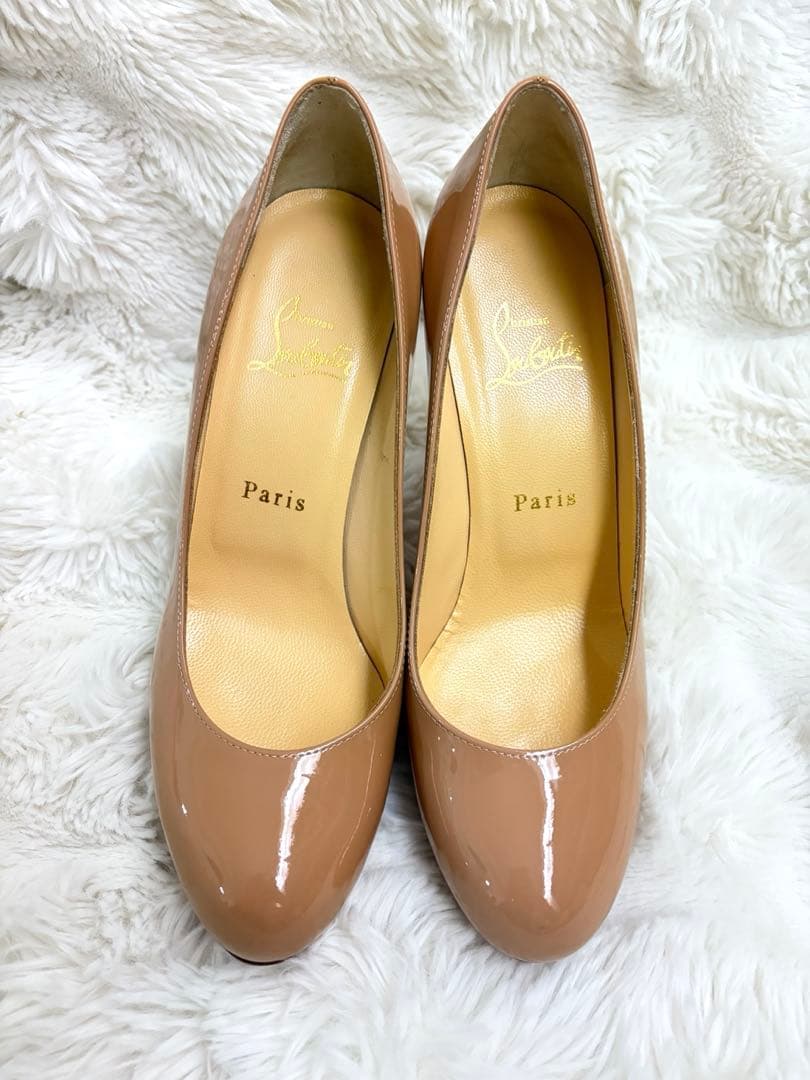 クリスチャンルブタン　パテントレザーパンプス ベージュ24㎝　37 結婚式